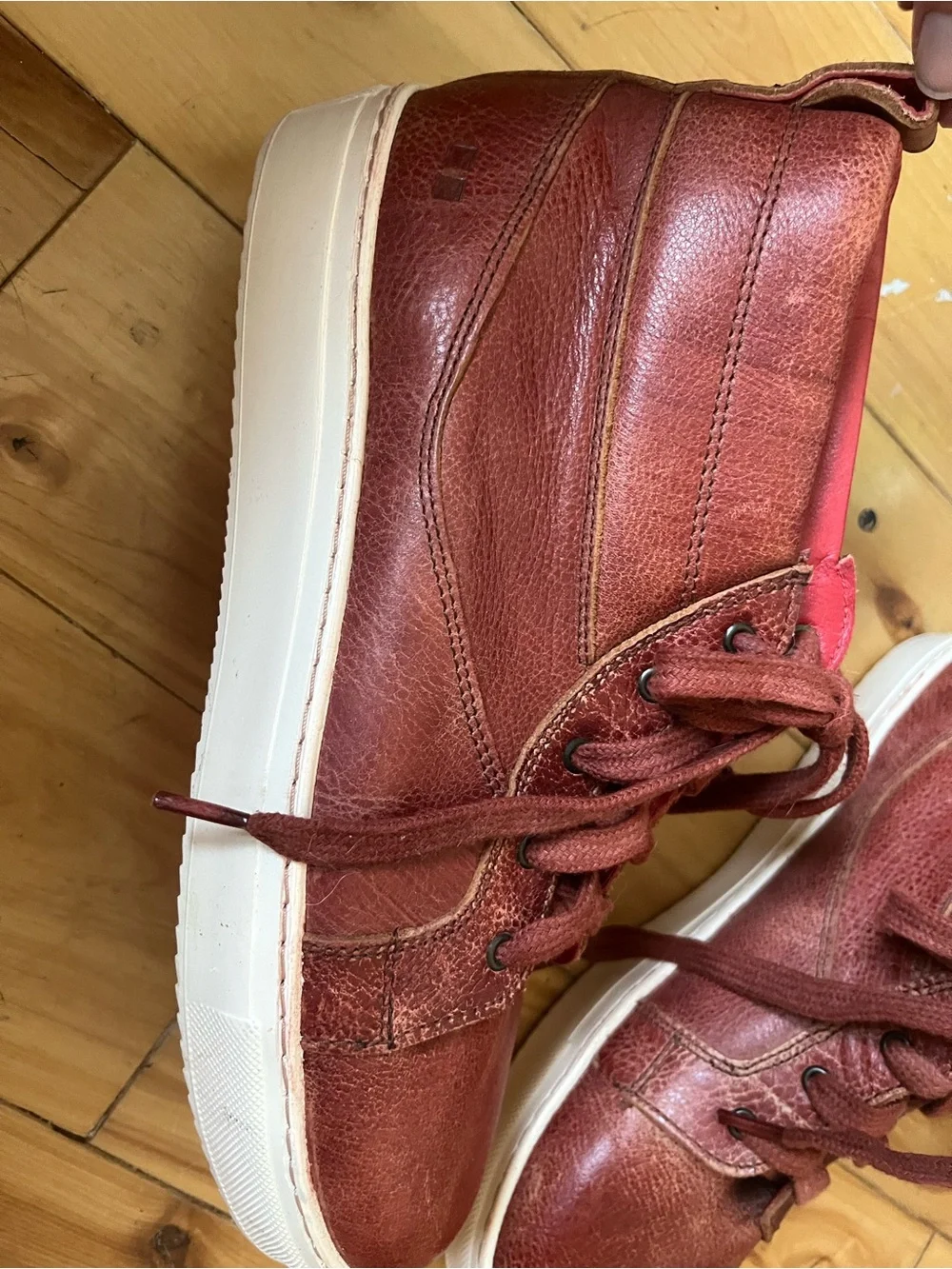 Bed Stu Women's Leather High-Top Lace-Up Sneakers in Burgundy